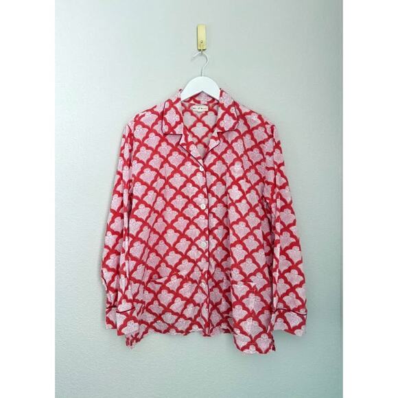 Roller Rabbit Women’s Jemina Gem Cotton‎ Button Down Pj TOP Sz XL - Picture 1 of 6